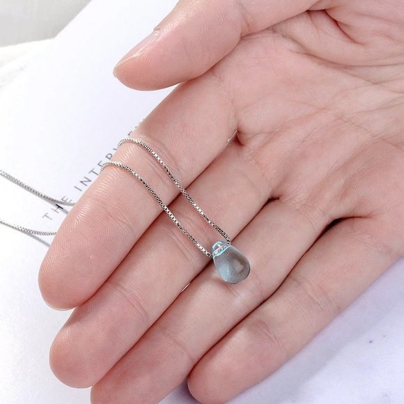 NEW 925 Sterling Silver Crystal Waterdrop Necklace - Picture 4 of 8